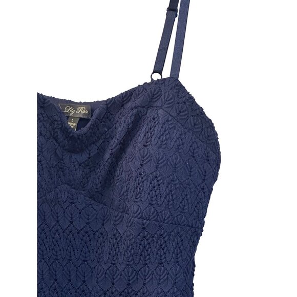 Y2K Beachy Blue Boho Maxi Dress Womens L Festival 90s Flowy Crochet Summer Sexy - Picture 2 of 8